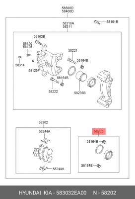 Суппорт тормозной (ремкомплект) 583032EA00 HYUNDAI KIA