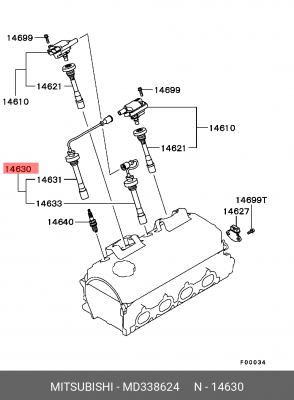 Провода высоковольтные системы зажигания (комплект) MD338624 MITSUBISHI