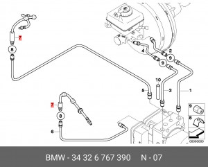 Шланг тормозной 34 32 6 767 390 BMW