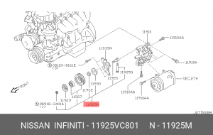 Ролик ремня приводного 11925-VC801 NISSAN