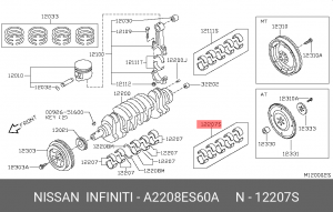 Вкладыши коренные коленвала A2208-ES60A NISSAN