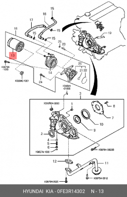 Фильтр масляный двигателя 0FE3R-14302 HYUNDAI KIA