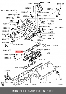 Прокладка впускного коллектора 1540A193 MITSUBISHI