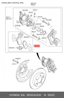 Колодки тормозные дисковые 58302A2A30 HYUNDAI KIA