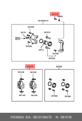 Колодки тормозные дисковые 5810138A70 HYUNDAI KIA