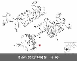 Шкив насоса гидроусилителя руля 32 42 1 740 858 BMW