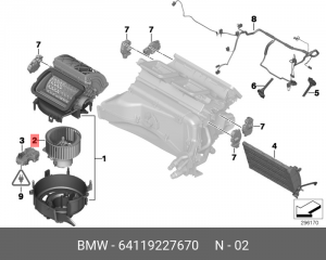 Электромотор отопителя салона 64 11 9 227 670 BMW