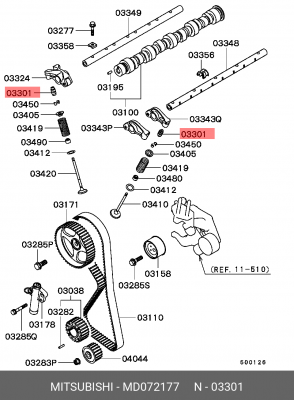 Винт регулировки коромысел - рокеров ГРМ MD072177 MITSUBISHI