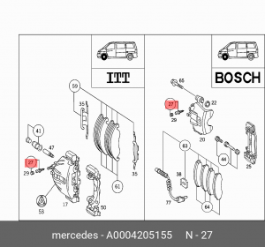 Штуцер прокачки A0004205155 MERCEDES BENZ