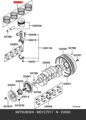 Кольца поршневые (комплект) MD127017 MITSUBISHI