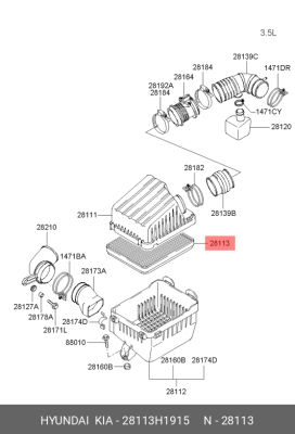 Фильтр воздушный 28113-H1915 HYUNDAI KIA