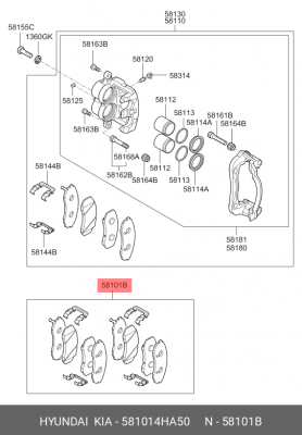 Колодки тормозные дисковые 58101-4HA50 HYUNDAI KIA