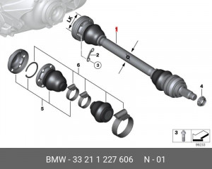 Вал привода колеса в сборе с ШРУСами 33 21 1 227 606 BMW