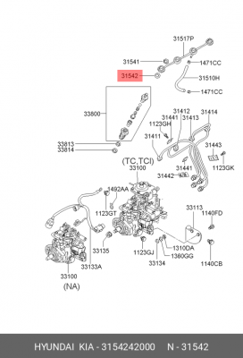Прокладка корпуса топливной форсунки 3154242000 HYUNDAI KIA