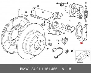 Колодки тормозные дисковые 34 21 1 161 455 BMW