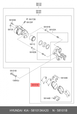 Колодки тормозные дисковые 58101-3KA20 HYUNDAI KIA
