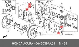 Колодки тормозные дисковые 06450S9AA01 HONDA