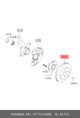 Диск тормозной 51712-1C000 HYUNDAI KIA