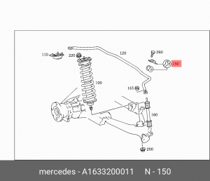 Втулка стабилизатора A 163 320 00 11 MERCEDES BENZ