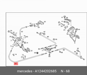 Трос ручного тормоза A1244202685 MERCEDES BENZ