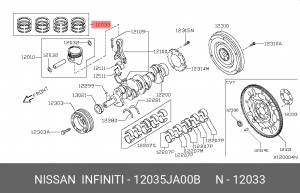 Кольца поршневые 12035-JA00B NISSAN