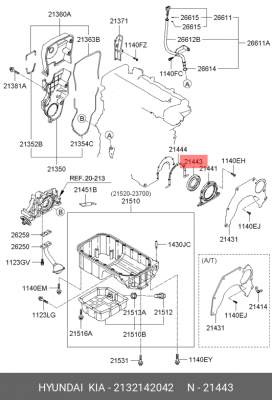 Сальник коленвала 2132142042 HYUNDAI KIA