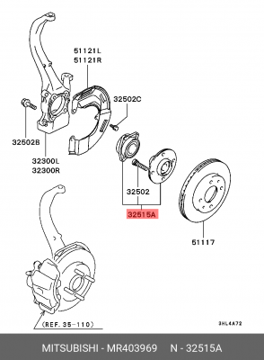 Подшипник ступицы колеса со ступицей (комплект) MR403969 MITSUBISHI