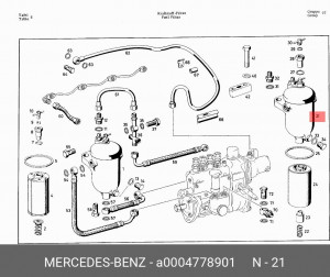 Фильтр топливный A0004778901 MERCEDES BENZ