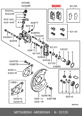 Колодки тормозные дисковые MR389569 MITSUBISHI