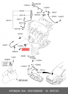 Датчик положения распредвала 3931038050 HYUNDAI KIA
