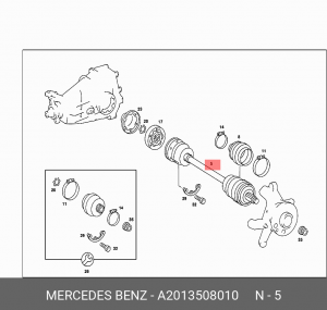 Вал привода колеса в сборе с ШРУСами A 201 350 80 10 MERCEDES BENZ