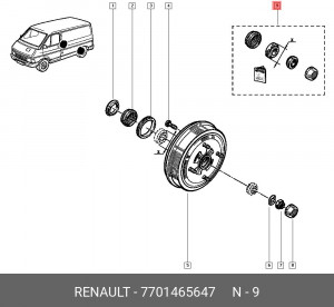 Подшипник ступицы колеса (комплект) 7701465647 RENAULT