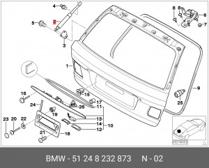 Амортизатор крышки багажника 51 24 8 232 873 BMW