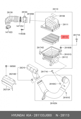 Фильтр воздушный 281133J000 HYUNDAI KIA
