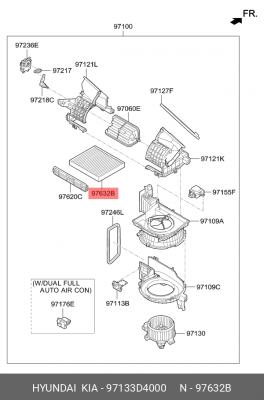 Фильтр салона 97133D4000 HYUNDAI KIA