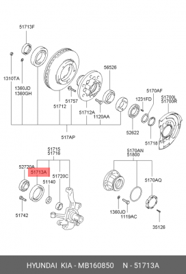 Подшипник ступицы колеса MB160850 HYUNDAI KIA