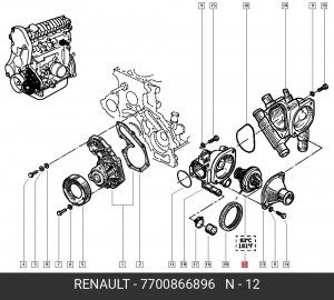 Термостат системы охлаждения 7700866896 RENAULT