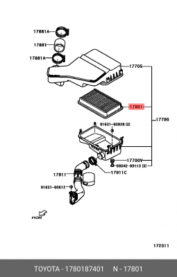 Фильтр воздушный 17801-87401 DAIHATSU