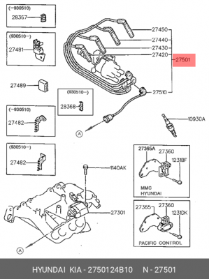 Провода высоковольтные системы зажигания (комплект) 2750124B10 HYUNDAI KIA