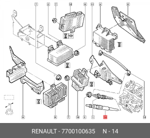 Свеча накаливания 7700100635 RENAULT