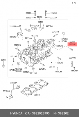Датчик температуры охлаждающей жидкости 3922023990 HYUNDAI KIA