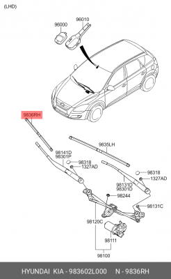 Щетка стеклоочистителя 983602L000 HYUNDAI KIA