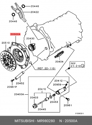 Крышка картера сцепления MR980280 MITSUBISHI