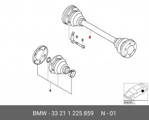 Вал привода колеса в сборе с ШРУСами 33 21 1 225 859 BMW