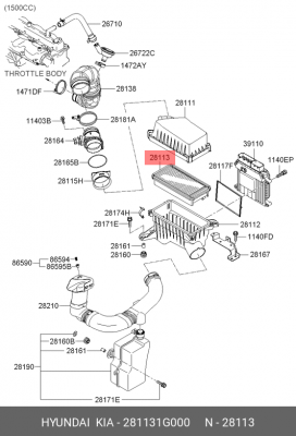 Фильтр воздушный 28113-1G000 HYUNDAI KIA