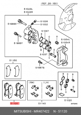 Колодки тормозные дисковые MR407422 MITSUBISHI