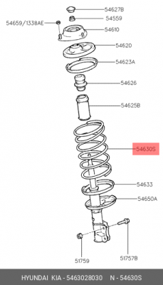 Пружина подвески 5463028030 HYUNDAI KIA