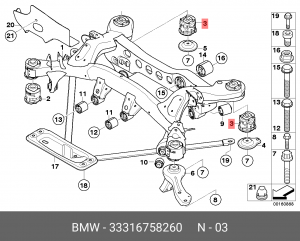 Сайлентблок задней балки 33 31 6 758 260 BMW