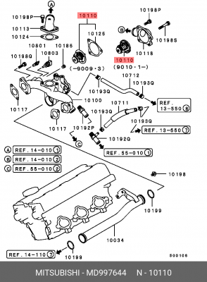 Термостат системы охлаждения с корпусом MD997644 MITSUBISHI