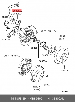 Кулак поворотный MB864921 MITSUBISHI
